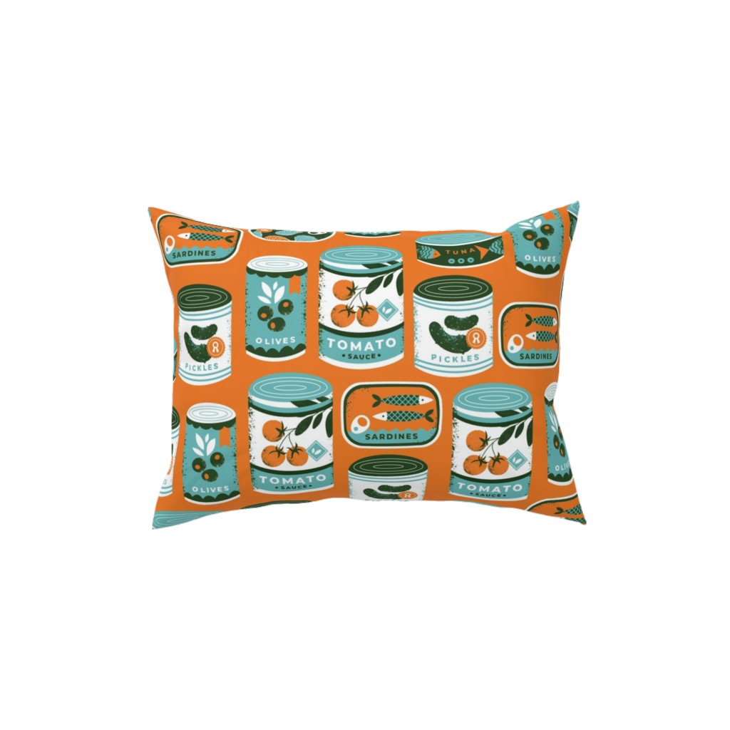 Canned Goods Pillow, Woven, White, 12x16, Double Sided, Orange, Fawn