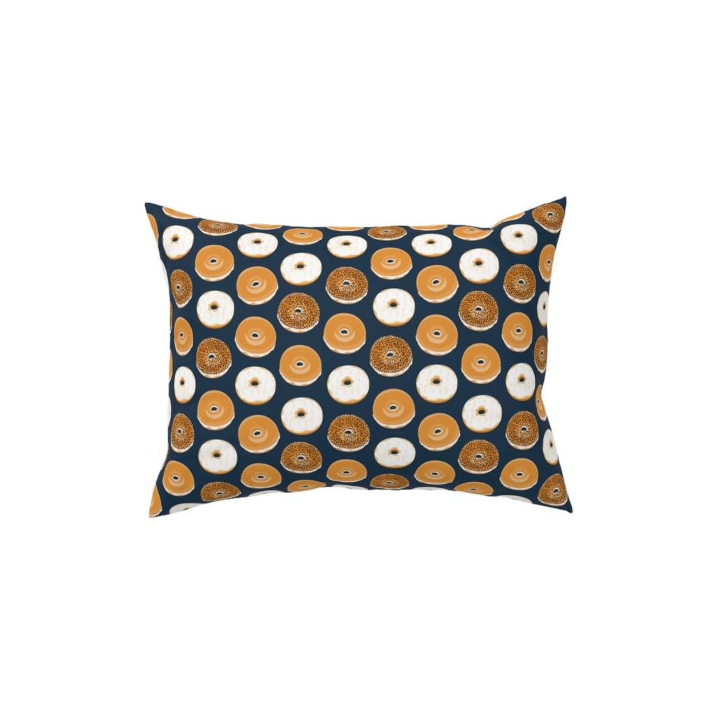 Bagel Breakfast Food - Blue Pillow, Woven, White, 12x16, Double Sided, Blue