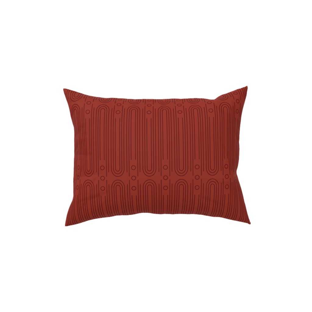 Art Deco Arches - Cranberry Pillow, Woven, White, 12x16, Double Sided, Red