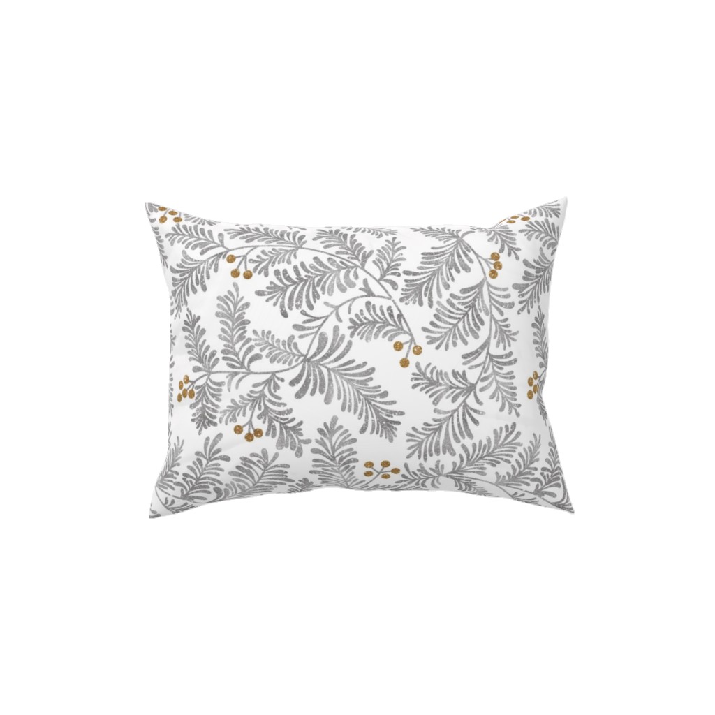 Winter Branches Pillow, Woven, White, 12x16, Double Sided, Gray
