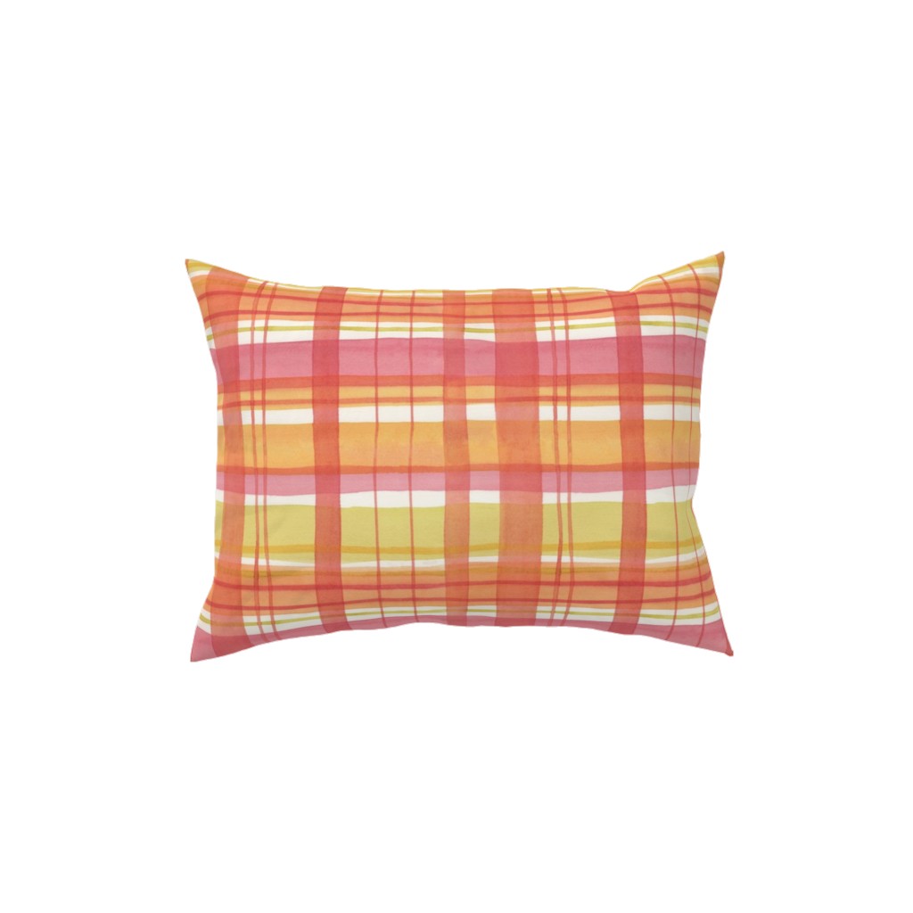 Summer Plaid Pillow, Woven, White, 12x16, Double Sided, Multicolor