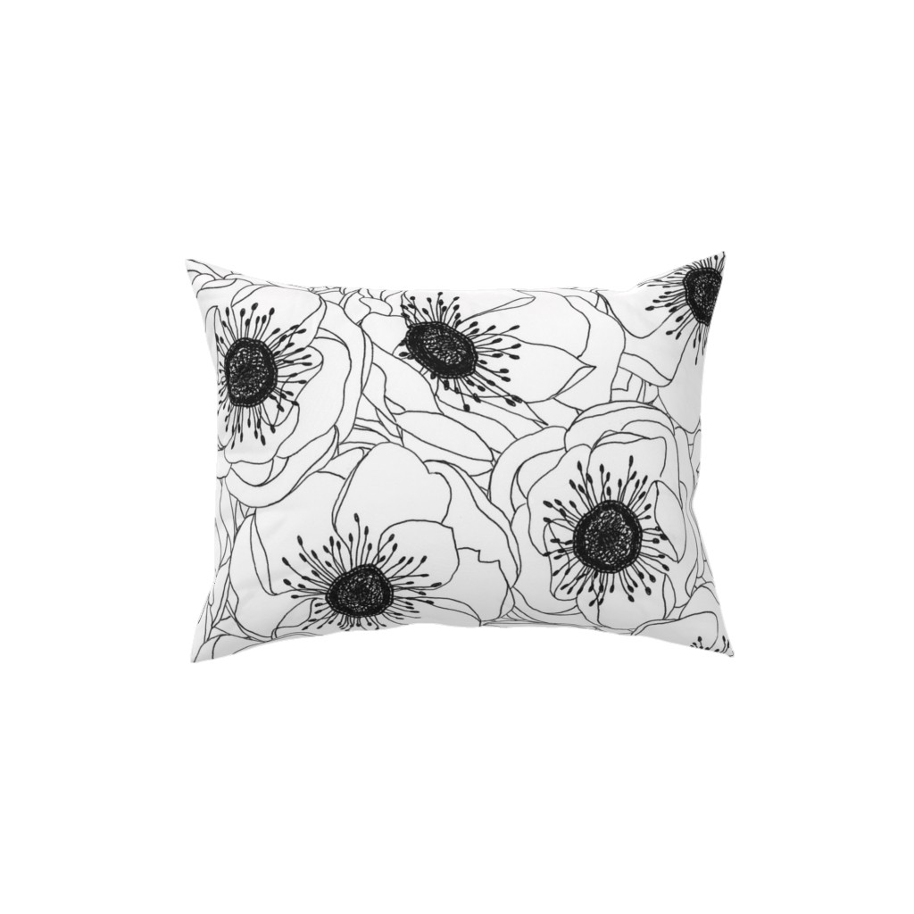 White Anemones - Neutral Pillow, Woven, White, 12x16, Double Sided, White, White