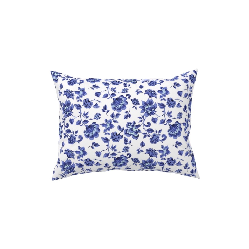 Fleurs De Provence - Blue and White Pillow, Woven, White, 12x16, Double Sided, Blue