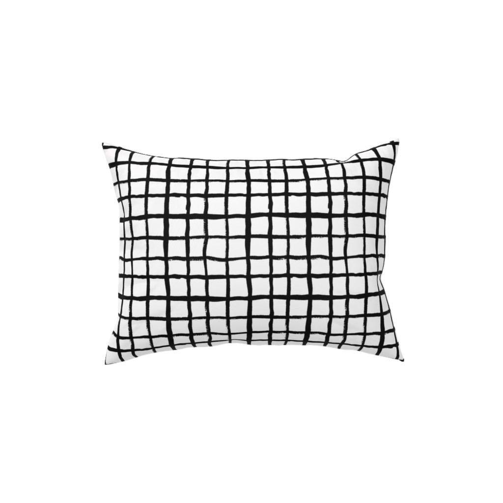 Simple Grid - Classic - Black and White Pillow, Woven, White, 12x16, Double Sided, Black, Black