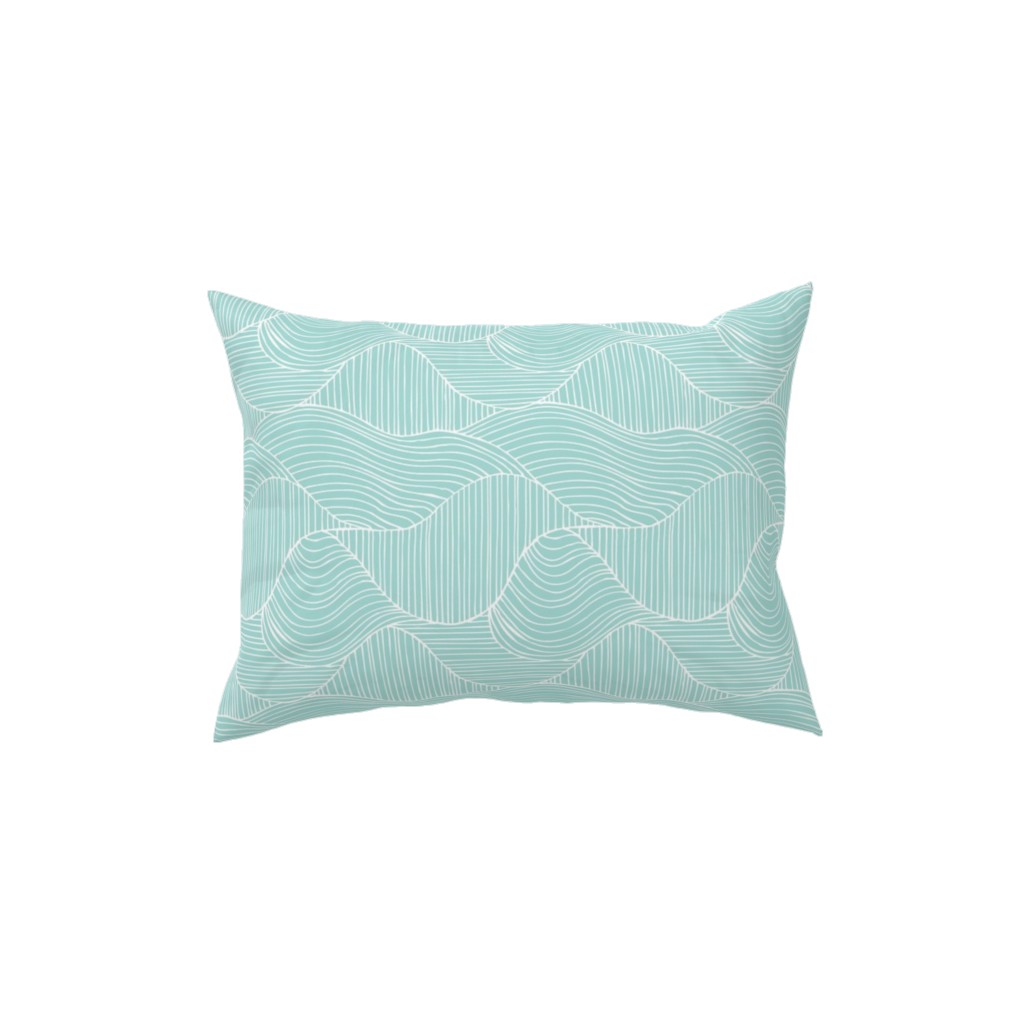 Dunes Geometric Waves - Light Aqua Pillow, Woven, White, 12x16, Double Sided, Blue