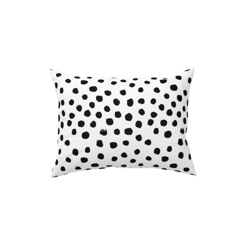 Soft Painted Dots Pillow, Woven, White, 12x16, Double Sided, White, Black