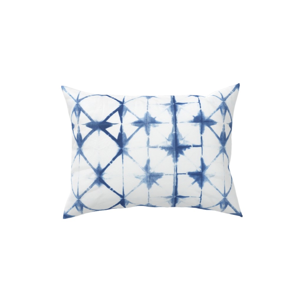 Shibori Diamond - Blue on White Pillow, Woven, White, 12x16, Double Sided, Blue
