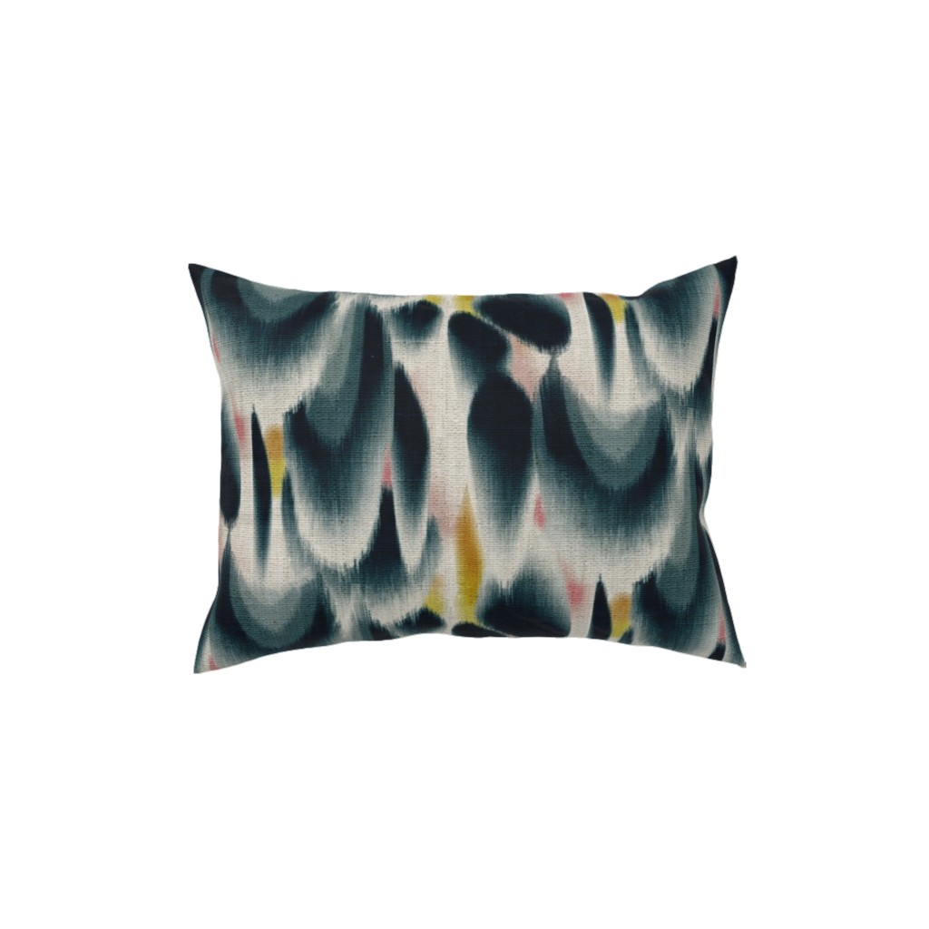 Shibori Wing Spots - Indigo Pillow, Woven, White, 12x16, Double Sided, Green