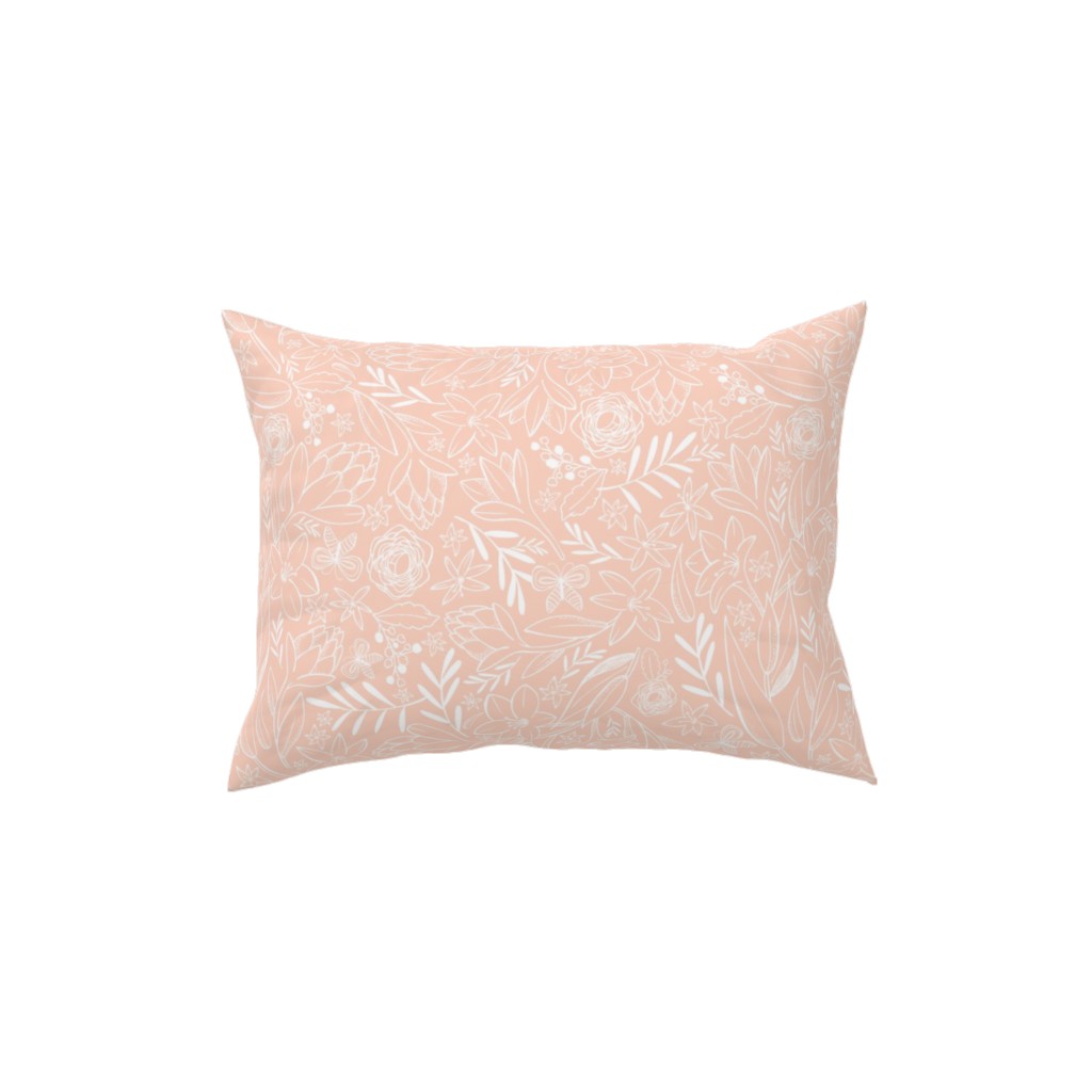 Botanical Sketchbook Pillow, Woven, White, 12x16, Double Sided, Pink