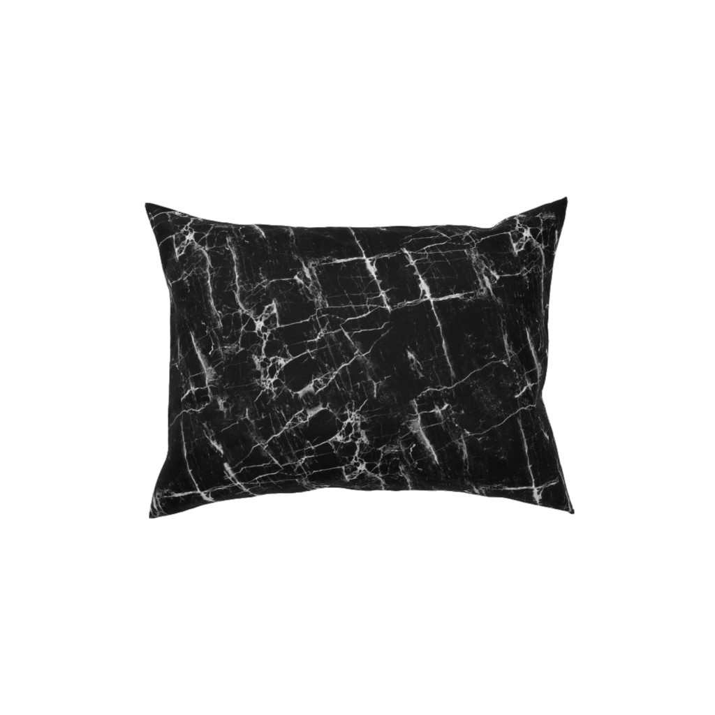 Cracked Black Marble Pillow, Woven, White, 12x16, Double Sided, Black