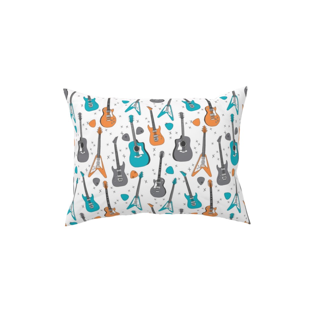 Guitars - Multicolor Pillow, Woven, White, 12x16, Double Sided, Multicolor