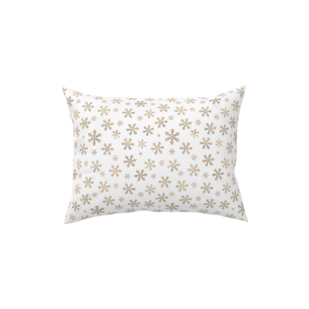 Holiday Snowflakes - Gold Pillow, Woven, White, 12x16, Double Sided, Yellow