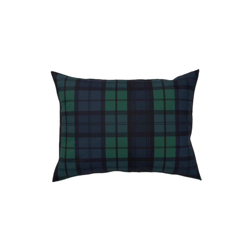 Dark Green Plaid Pillow, Woven, White, 12x16, Double Sided, Green, Classic Green
