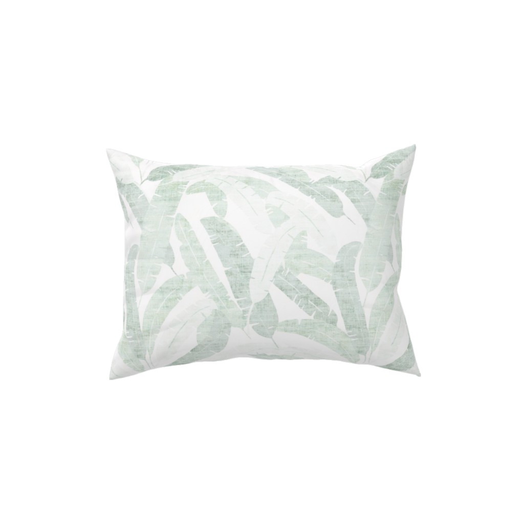 Banana Leaf - Light Pillow, Woven, White, 12x16, Double Sided, Green