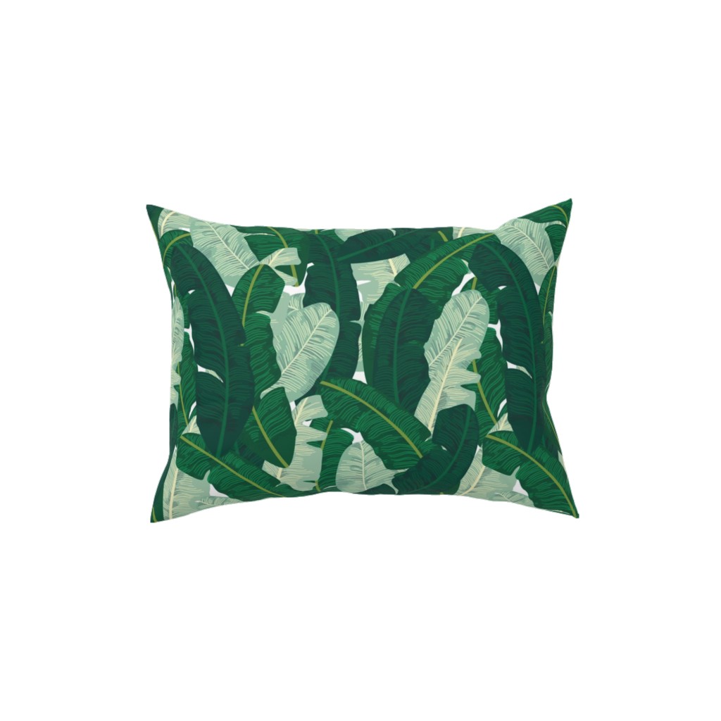 Classic Banana Leaves in Palm Springs Green Pillow, Woven, White, 12x16, Double Sided, Green, Classic Green