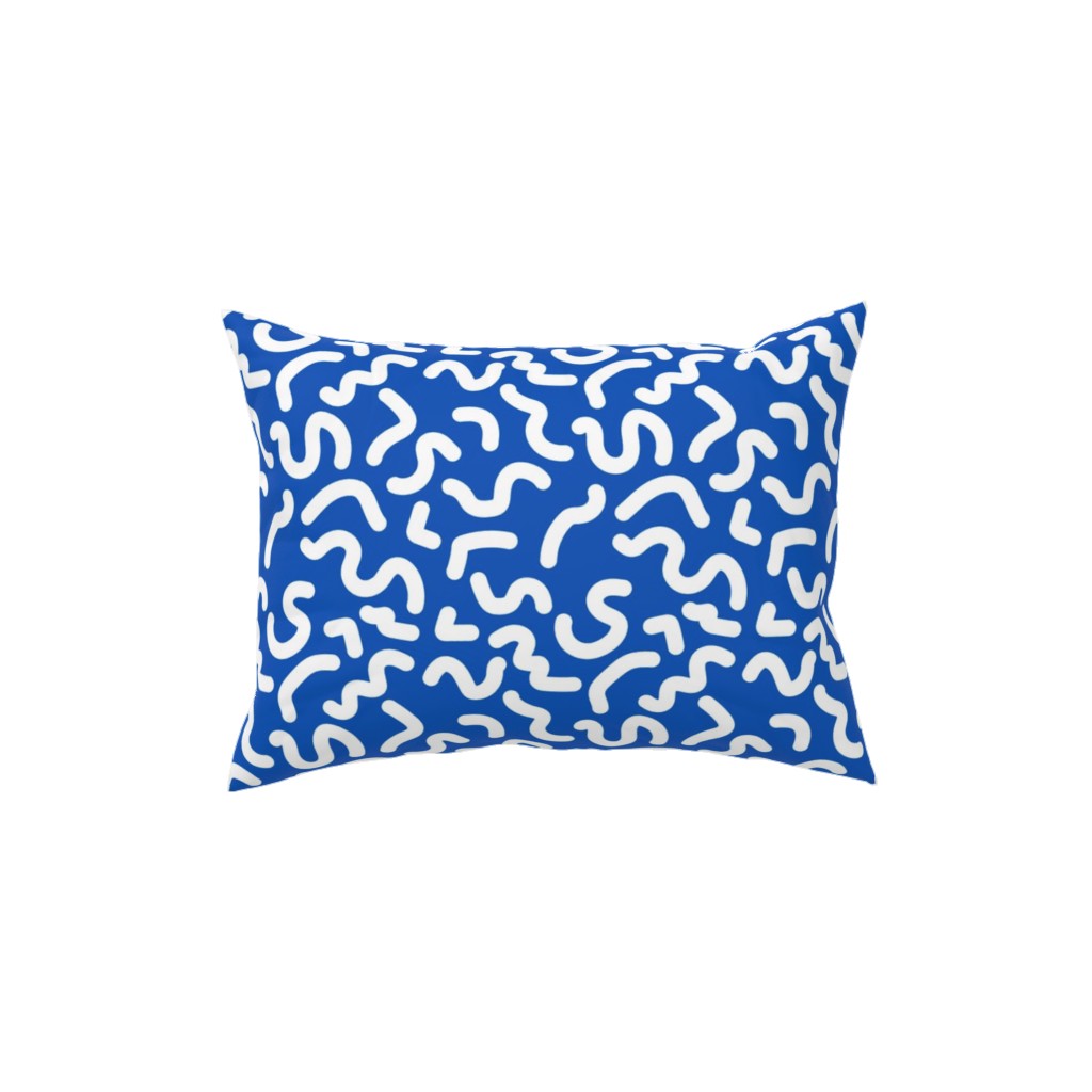 Dark Squiggles - Blue Pillow, Woven, White, 12x16, Double Sided, Blue