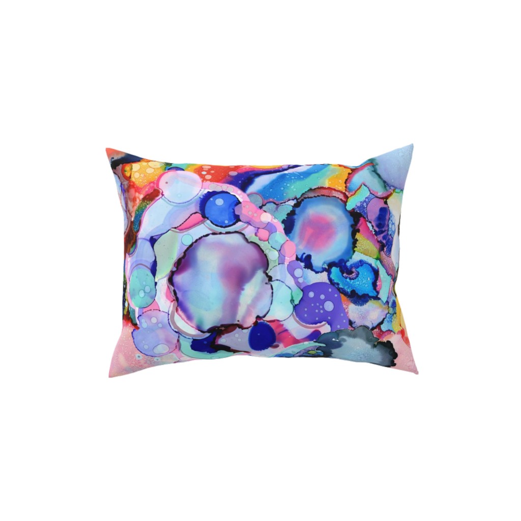 Abstract Rainbow Ink - Multi Pillow, Woven, White, 12x16, Double Sided, Multicolor