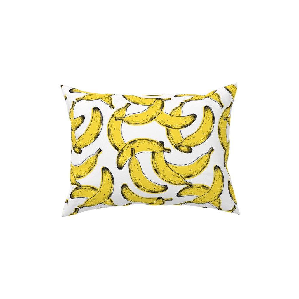 Banana Pillow, Woven, White, 12x16, Double Sided, Yellow