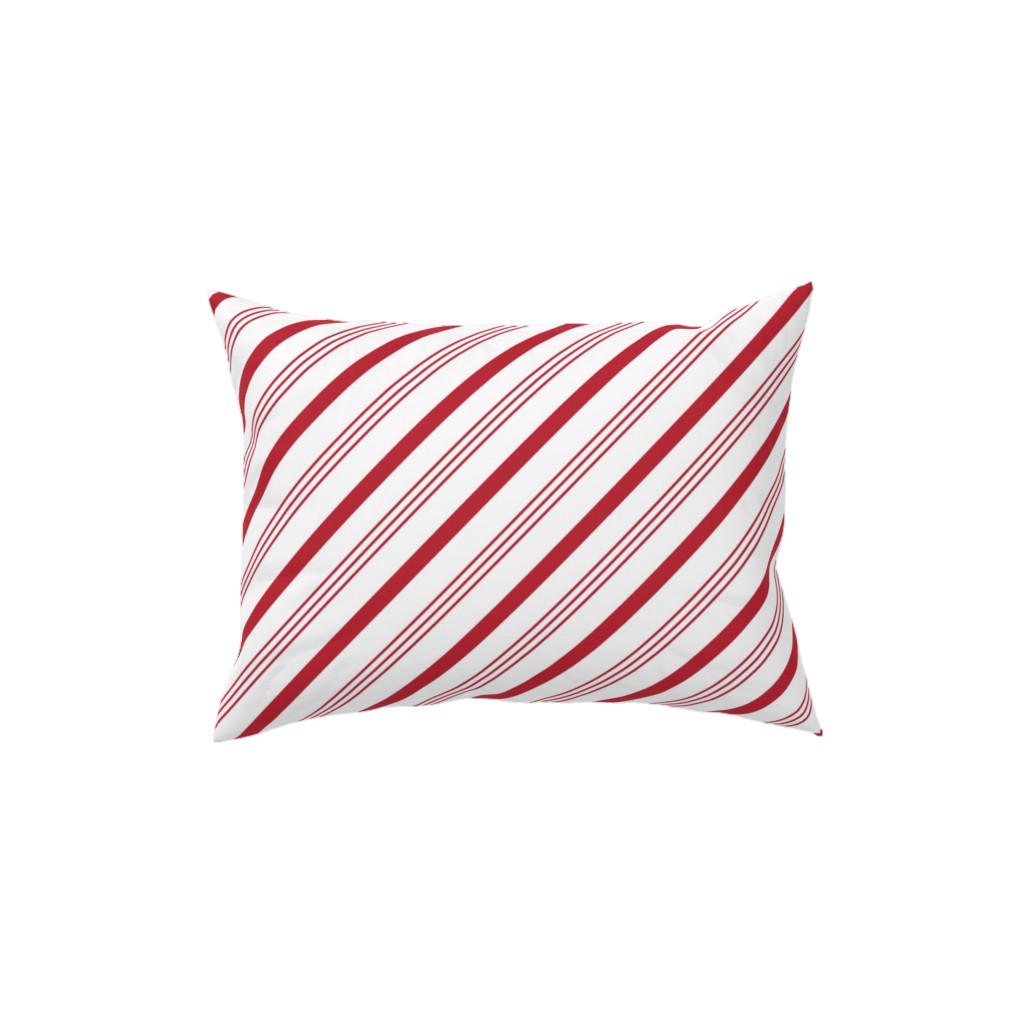 Candy Cane Stripes - Red on White Pillow, Woven, White, 12x16, Double Sided, Red