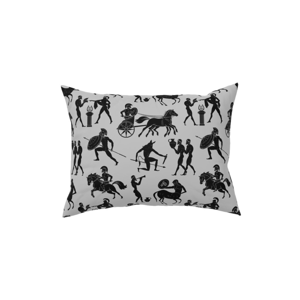Greek Figures Pillow, Woven, White, 12x16, Double Sided, Gray, Fog