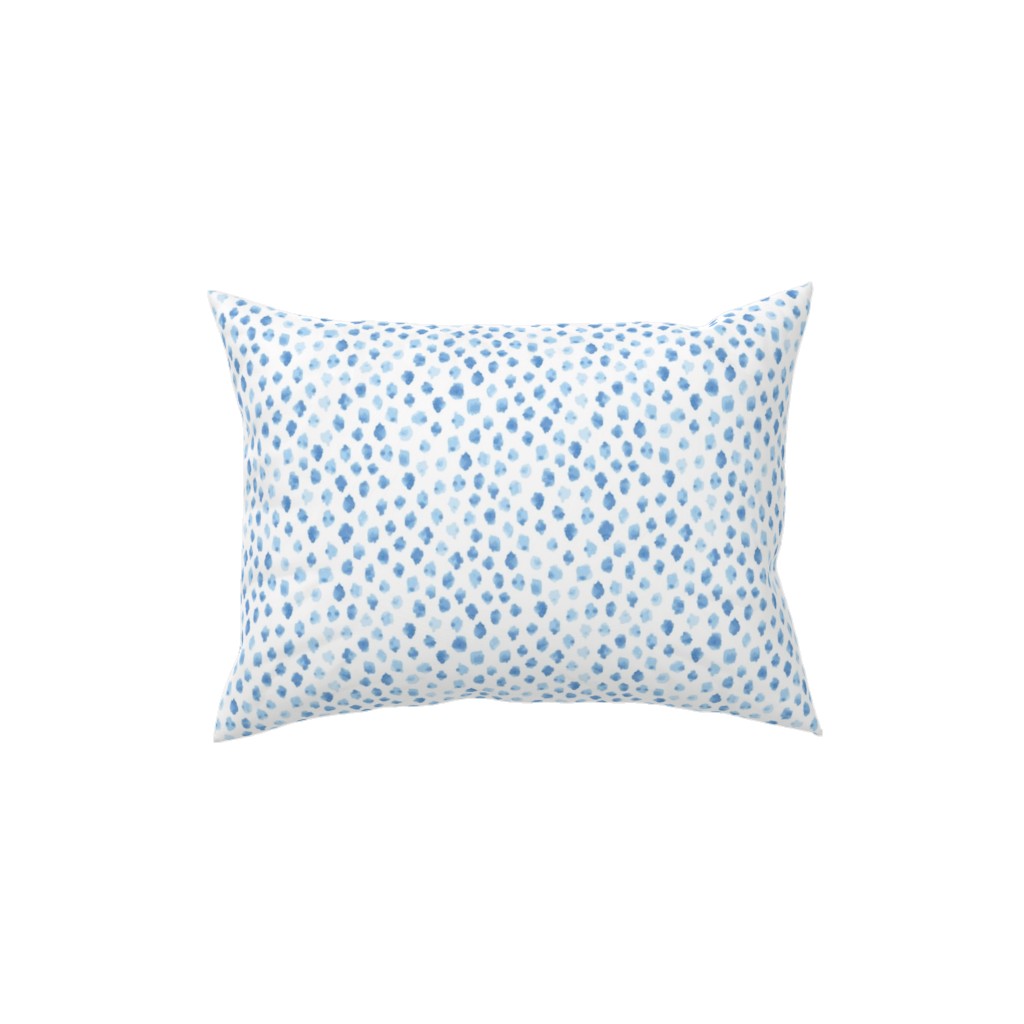 Blue Spots on White Pillow, Woven, White, 12x16, Double Sided, Blue, True Blue
