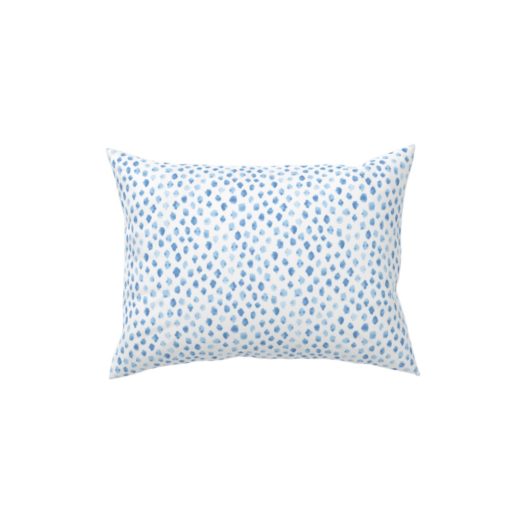 Blue Spots on White Pillow, Woven, White, 12x16, Double Sided, Blue