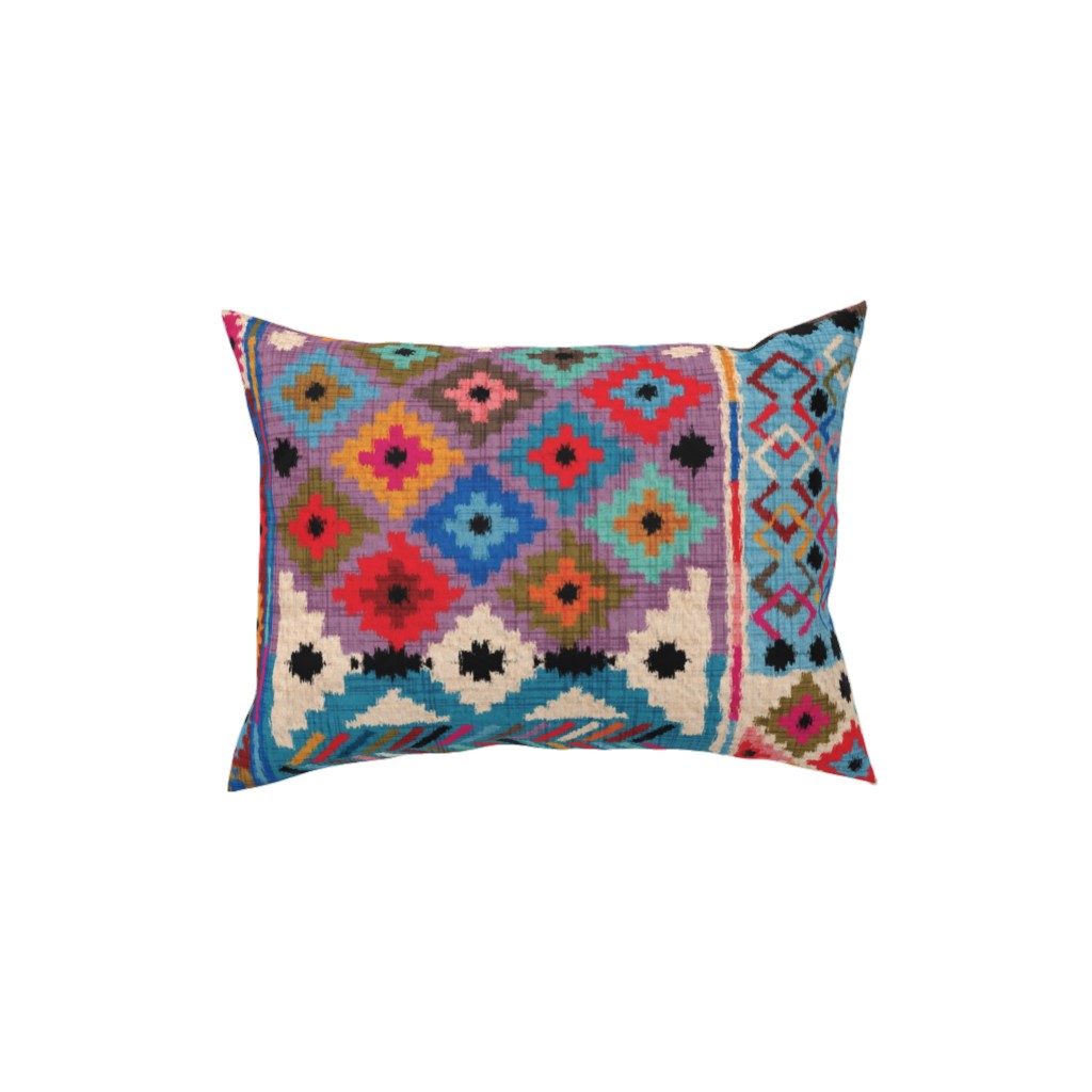 Kilim Ikat - Multi Pillow, Woven, White, 12x16, Double Sided, Multicolor