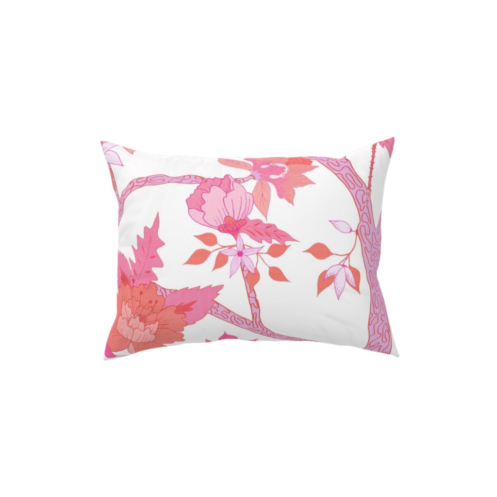 Peony Branch Mural Pillow, Woven, White, 12x16, Double Sided, Pink, Whisper