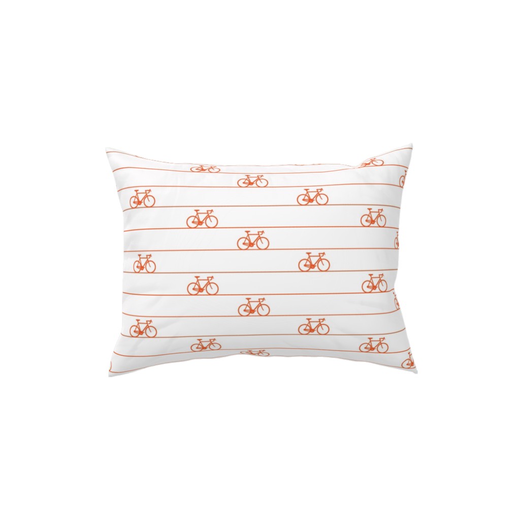 Biking Pillow, Woven, White, 12x16, Double Sided, Orange, Fawn