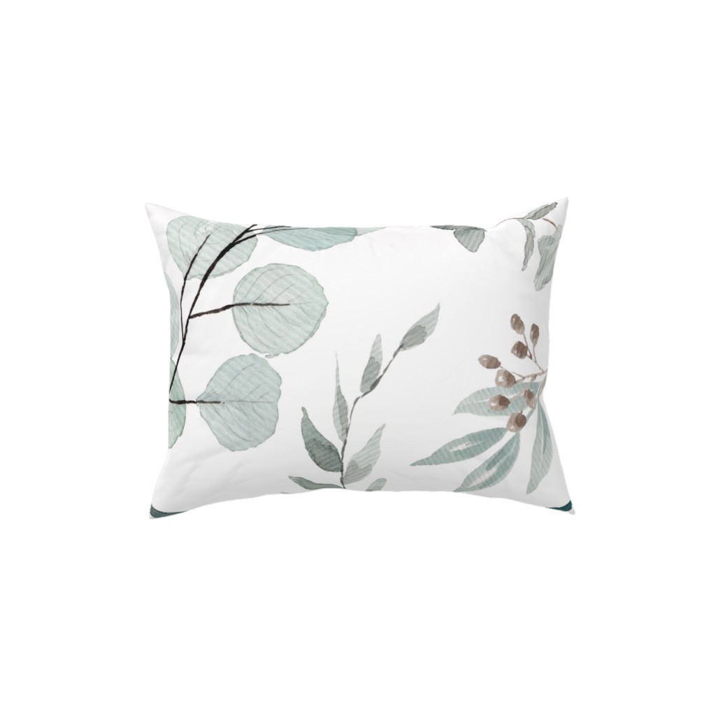 Eucalyptus - Green Pillow, Woven, White, 12x16, Double Sided, Green