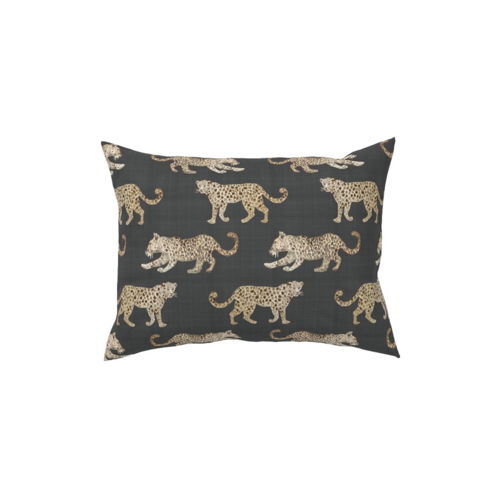 Leopard Parade Pillow, Woven, White, 12x16, Double Sided, Gray, Dark Gray