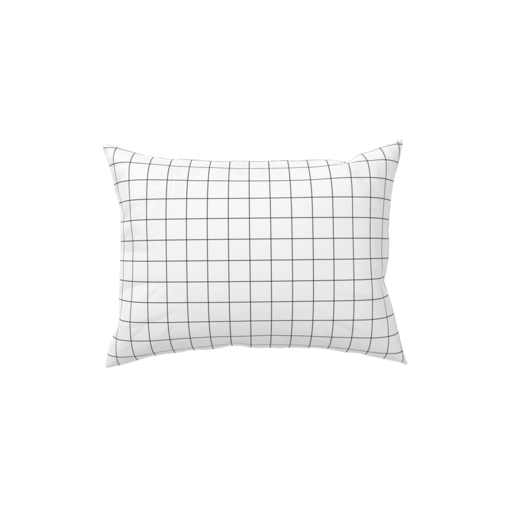 Black & White Grid Pillow, Woven, White, 12x16, Double Sided, White