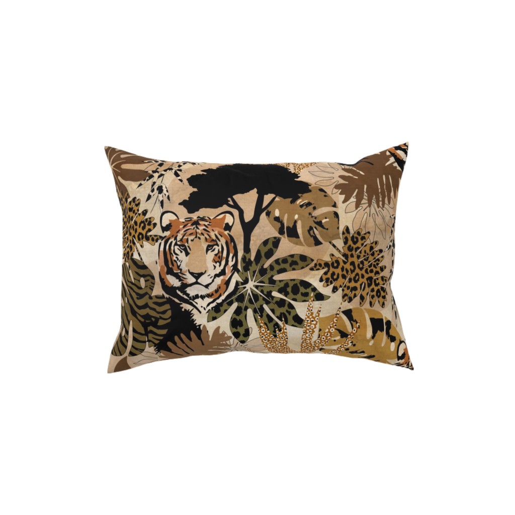 Safari Camouflage - Earthy Pillow, Woven, White, 12x16, Double Sided, Brown