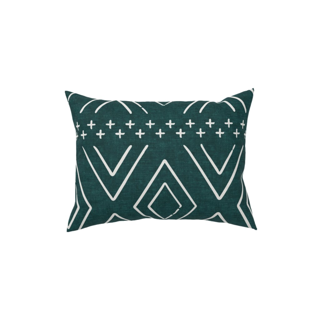 Farmhouse Diamonds Pillow, Woven, White, 12x16, Double Sided, Green