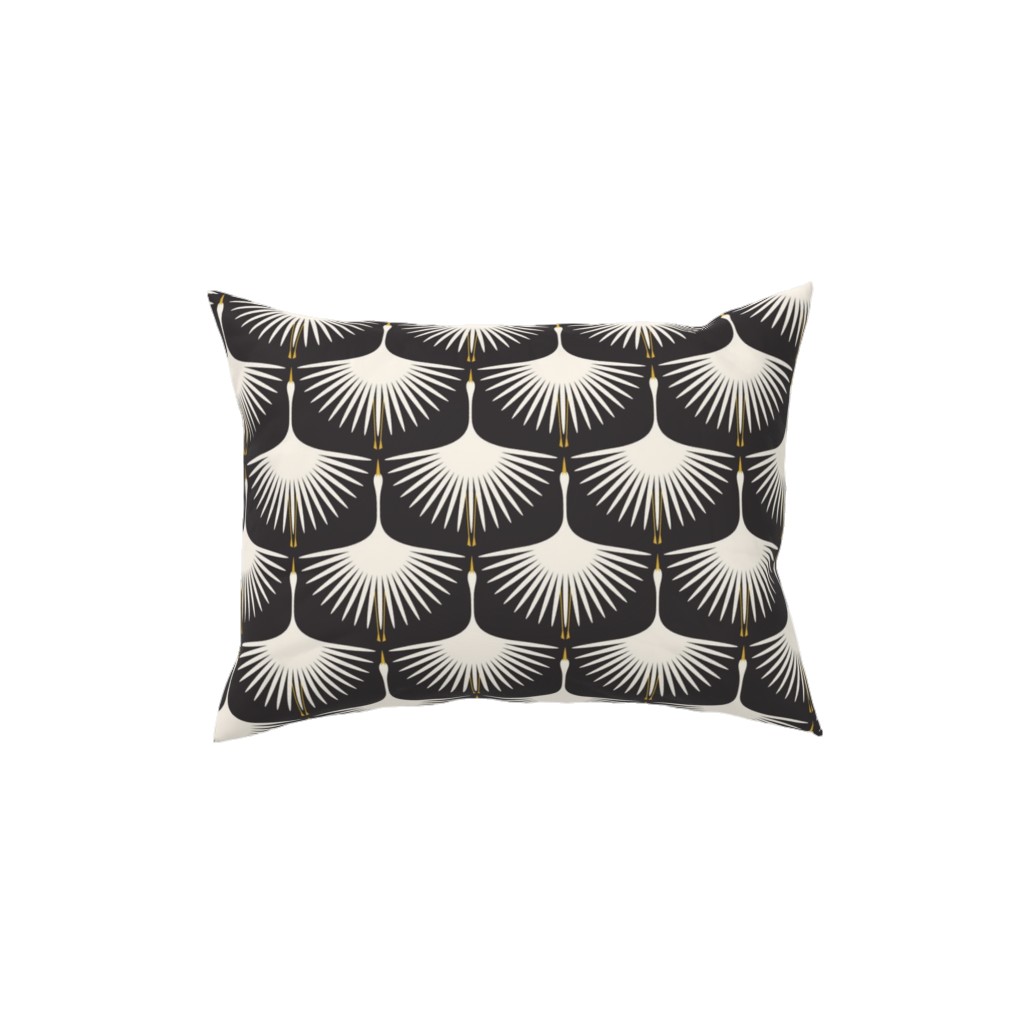 Art Deco Swans Pillow, Woven, White, 12x16, Double Sided, Black