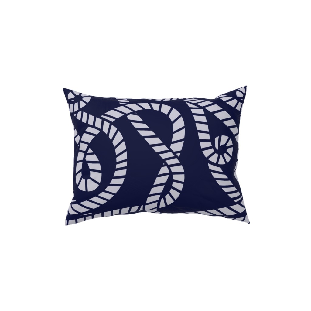 Nautical Rope on Navy Pillow, Woven, White, 12x16, Double Sided, Blue