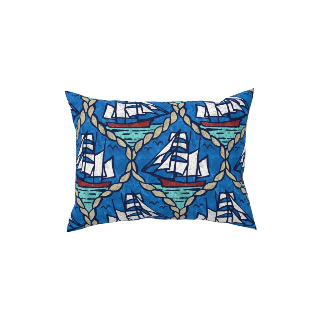 Maritime Pillow, Woven, White, 12x16, Double Sided, Blue