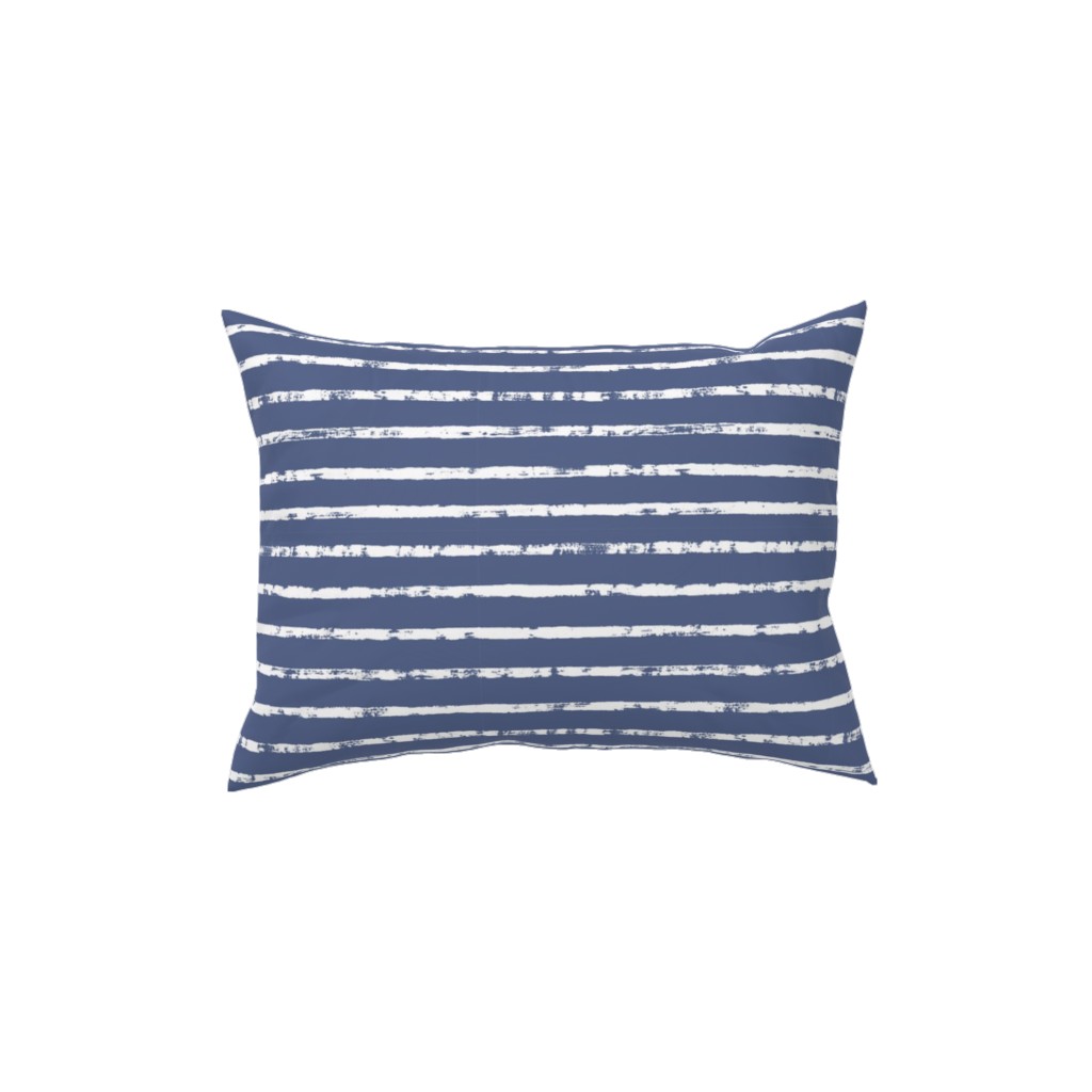 Distressed Dusty Blue and White Stripes Pillow, Woven, White, 12x16, Double Sided, Blue