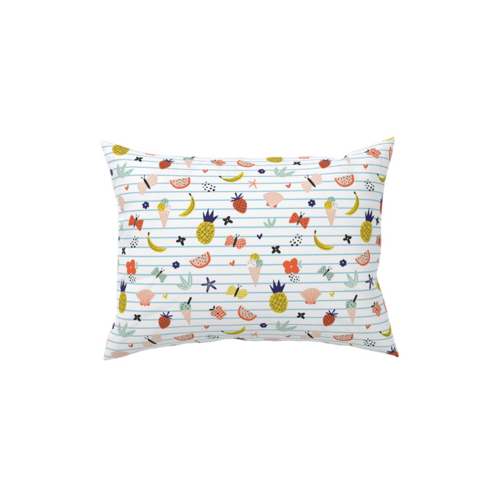 Summer Loving Stripe - Multi Pillow, Woven, White, 12x16, Double Sided, Multicolor