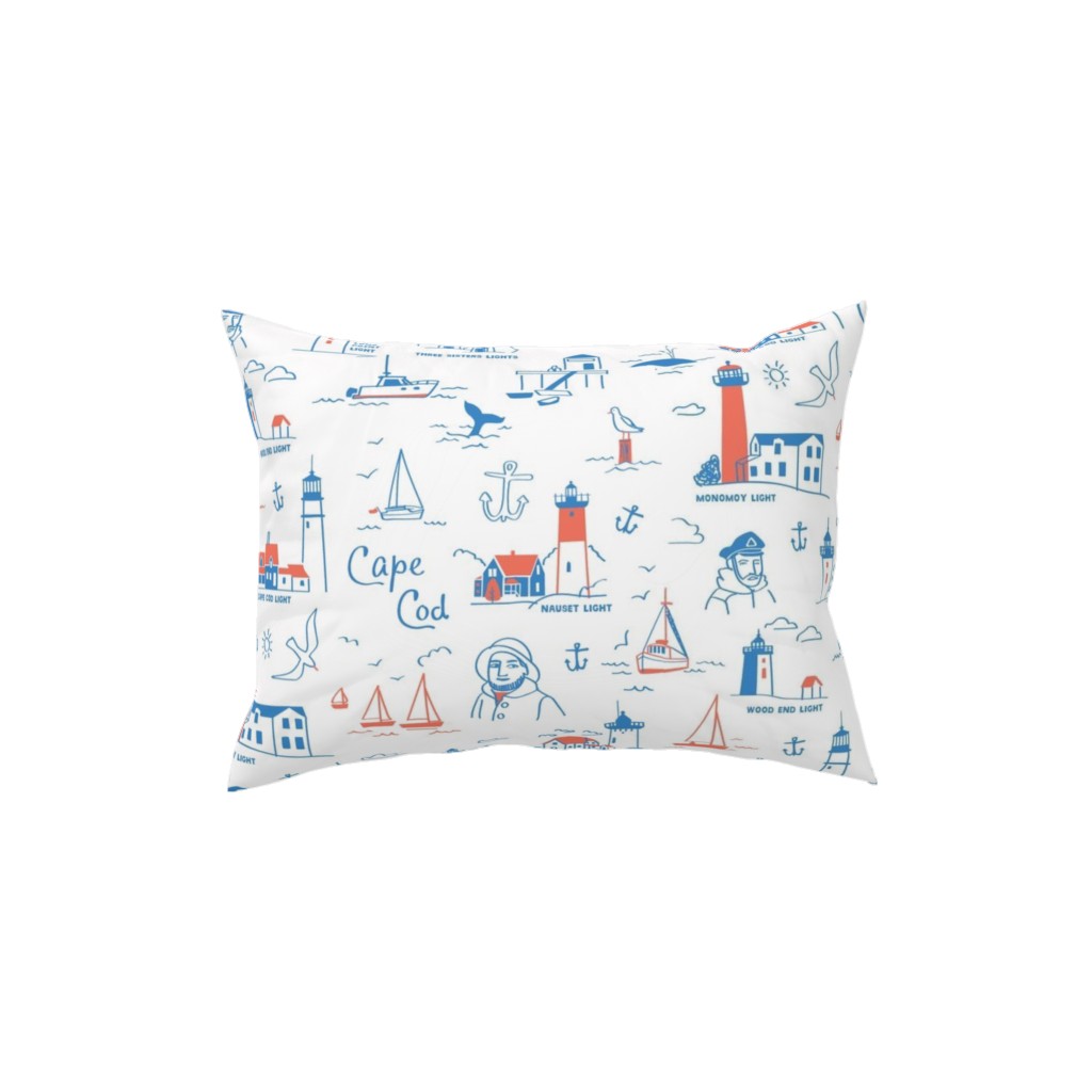 Cape Cod- Blue Pillow, Woven, White, 12x16, Double Sided, Blue, True Blue