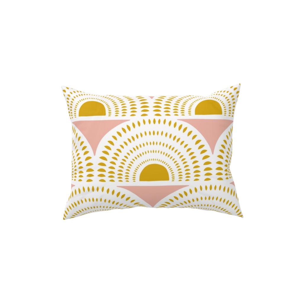 Aurora - Blush & Yellow Pillow, Woven, White, 12x16, Double Sided, Yellow