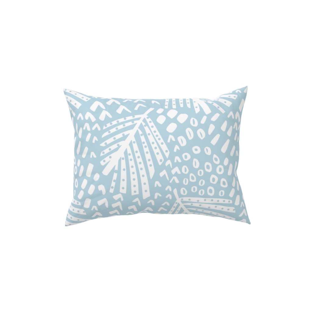 Palm Leaves Pillow, Woven, White, 12x16, Double Sided, Blue, Oasis