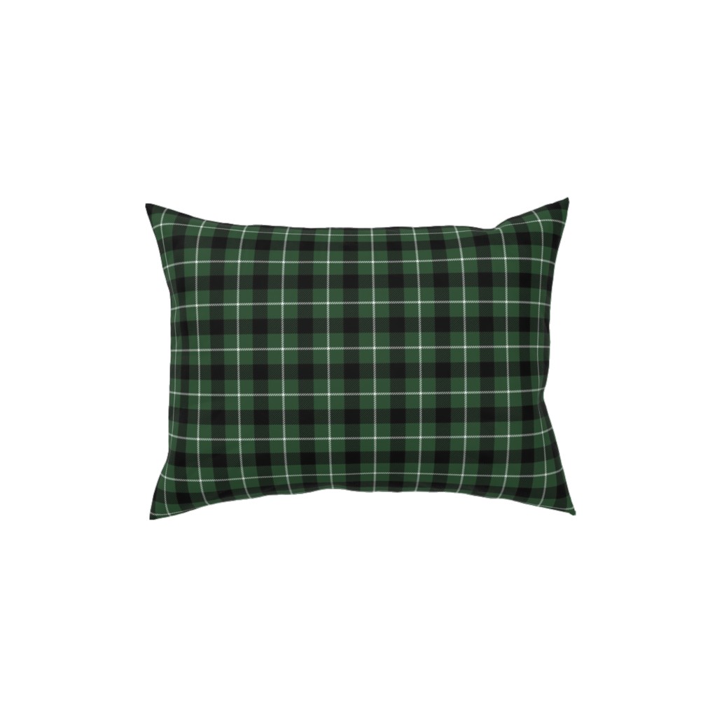 Green & Black Plaid Pillow, Woven, White, 12x16, Double Sided, Green, Classic Green