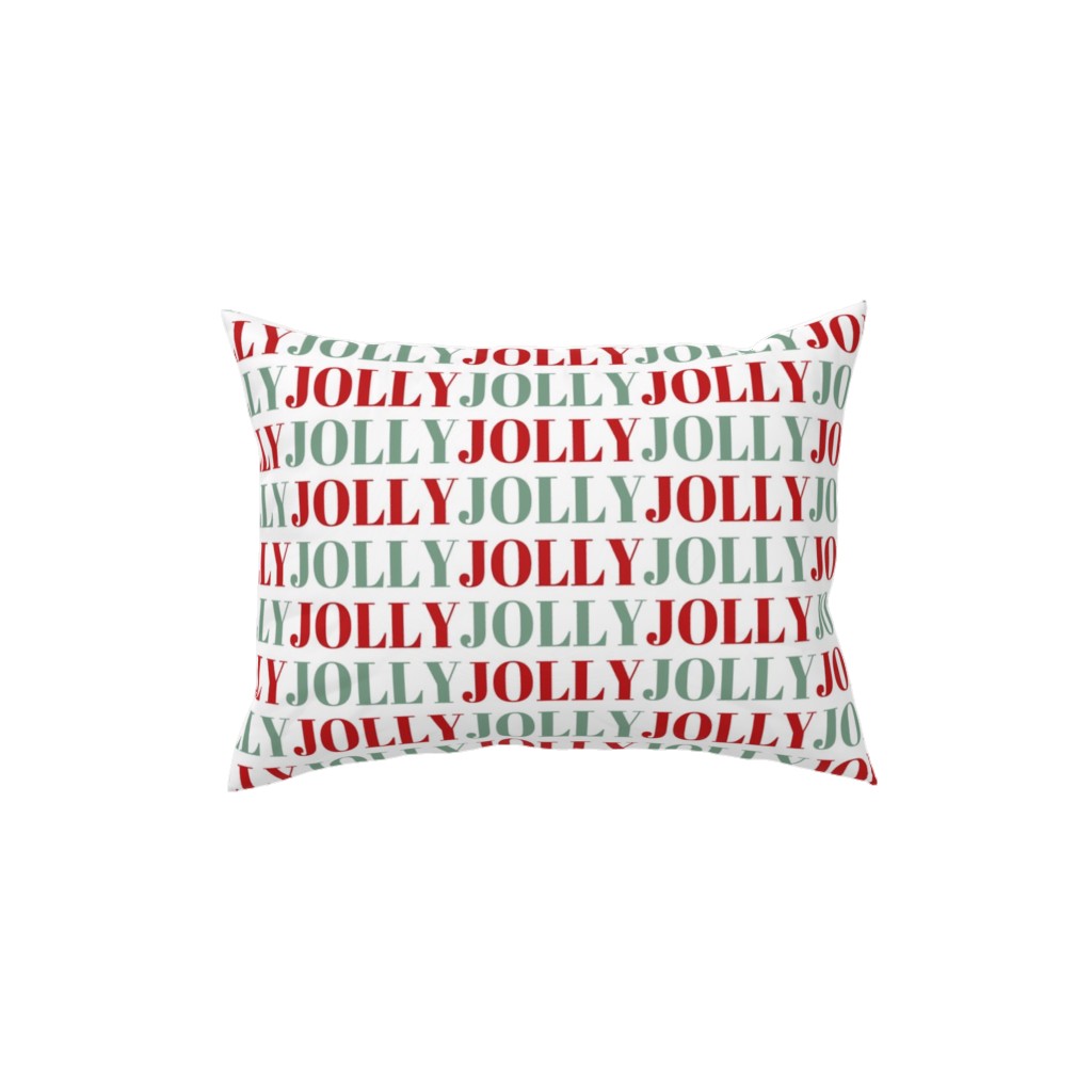 Jolly Print - Red and Green Pillow, Woven, White, 12x16, Double Sided, Red, Red
