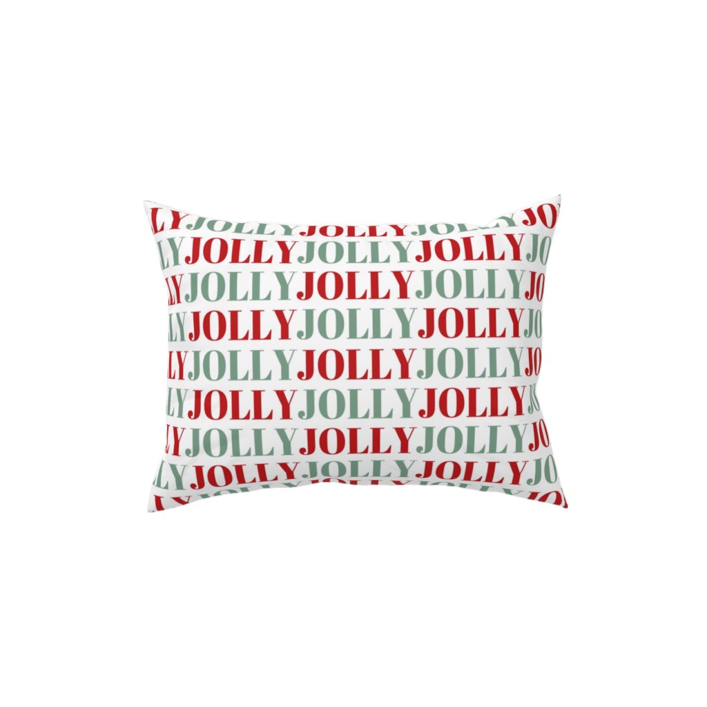 Jolly Print - Red and Green Pillow, Woven, White, 12x16, Double Sided, Red