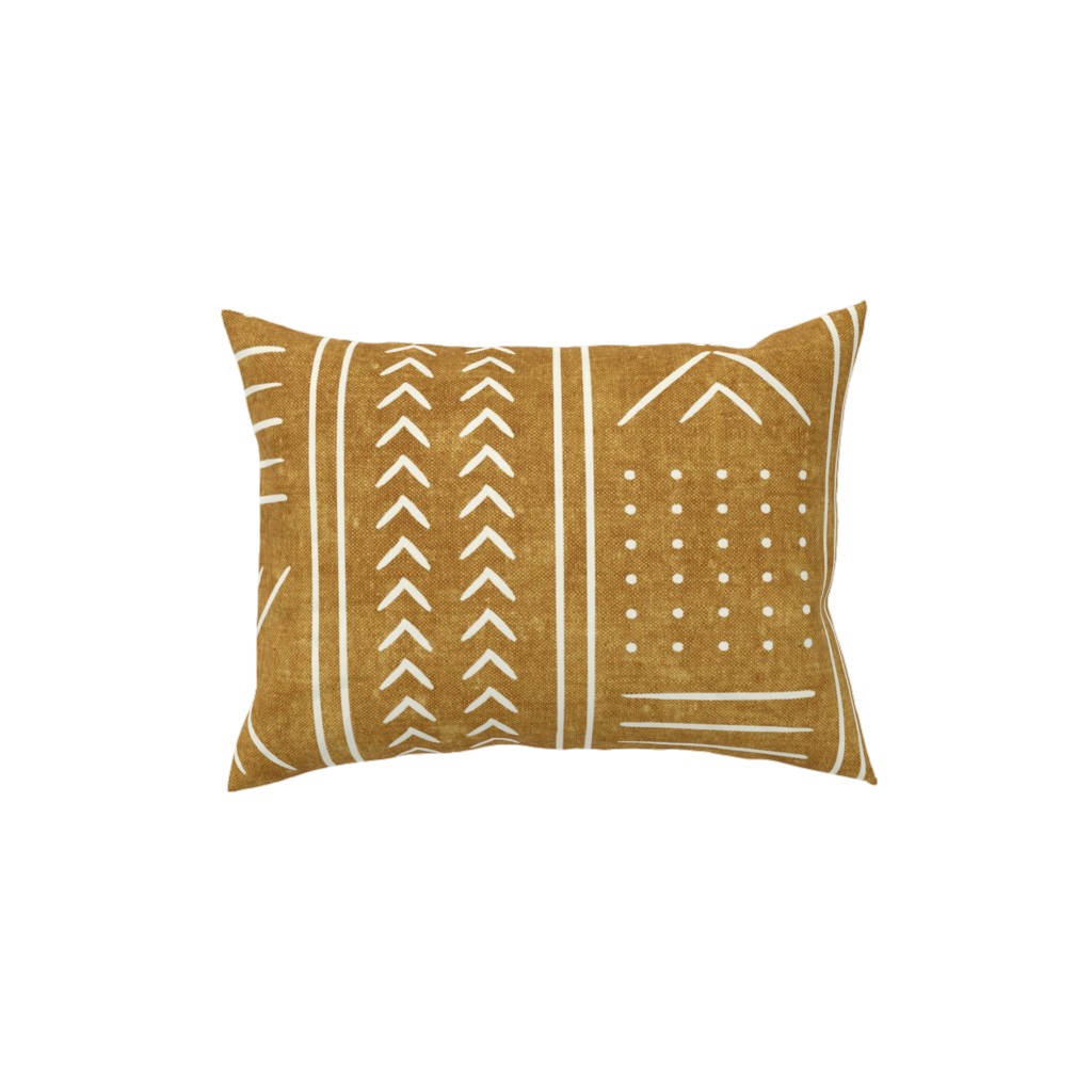 Mudcloth - Mustard Pillow, Woven, White, 12x16, Double Sided, Yellow