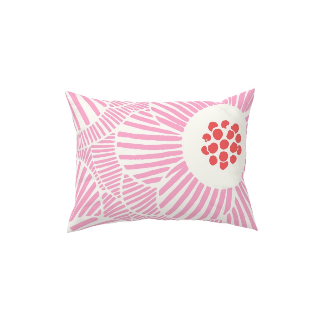 Camellia Pillow, Woven, White, 12x16, Double Sided, Pink