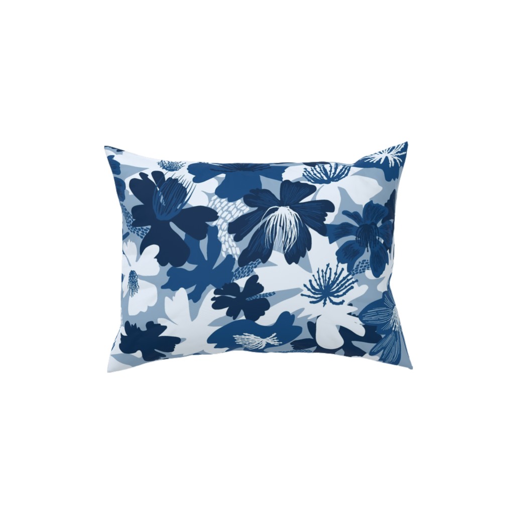 Barely Blue Floral Pillow, Woven, White, 12x16, Double Sided, Blue