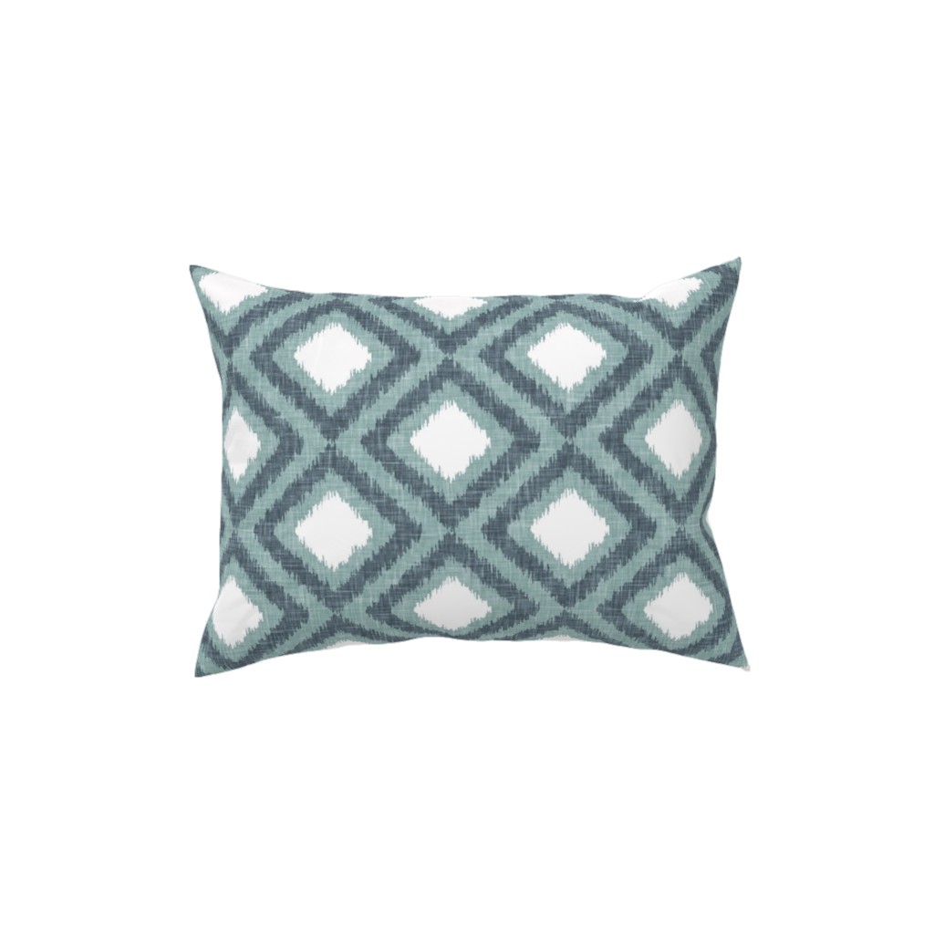 Ikat Diamonds - Dusty Blue Pillow, Woven, White, 12x16, Double Sided, Blue, True Blue