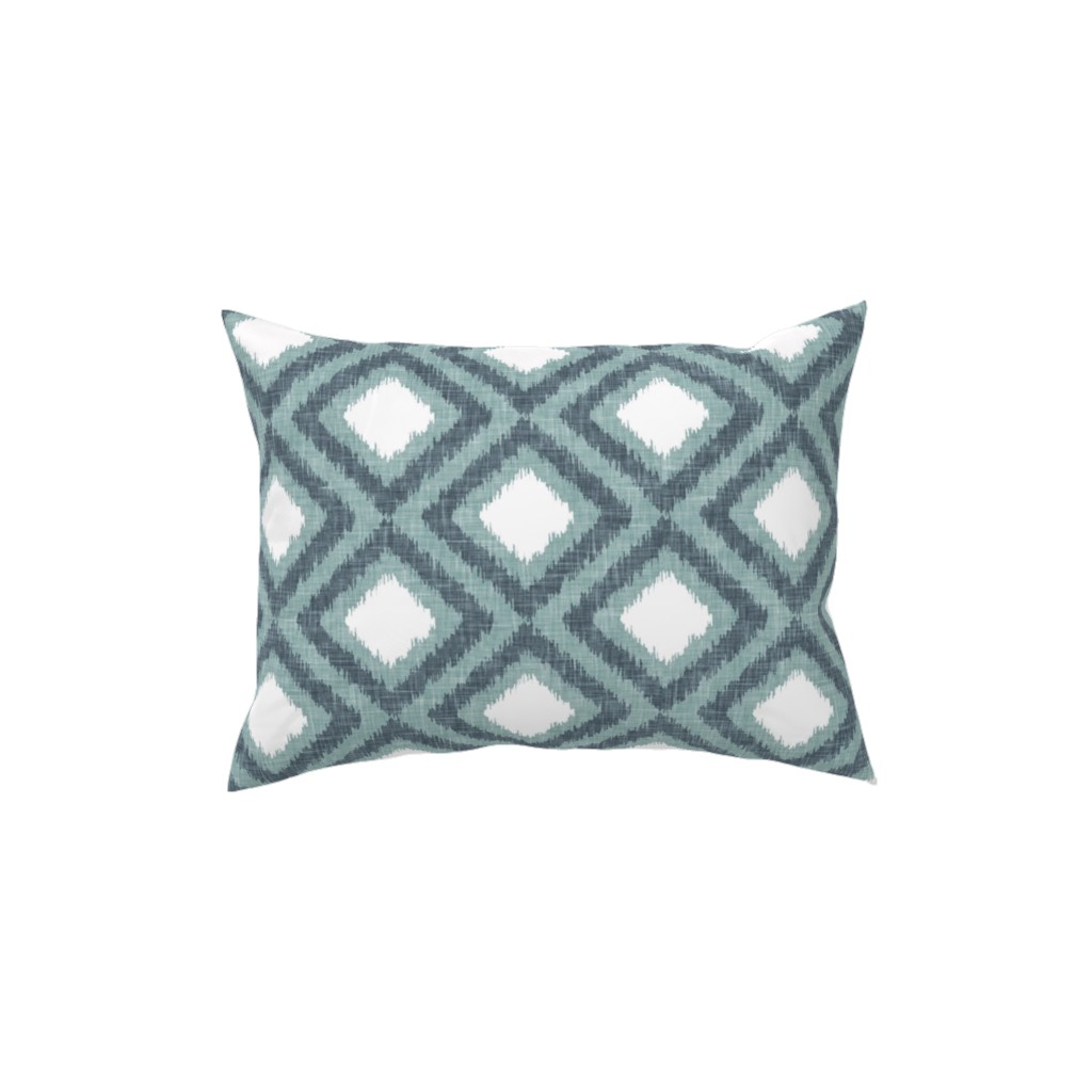 Ikat Diamonds - Dusty Blue Pillow, Woven, White, 12x16, Double Sided, Blue